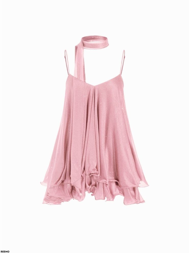 Sparkling Sequin Halter Mini Dress with Matching Scarf