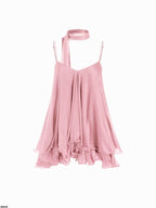 Sparkling Sequin Halter Mini Dress with Matching Scarf