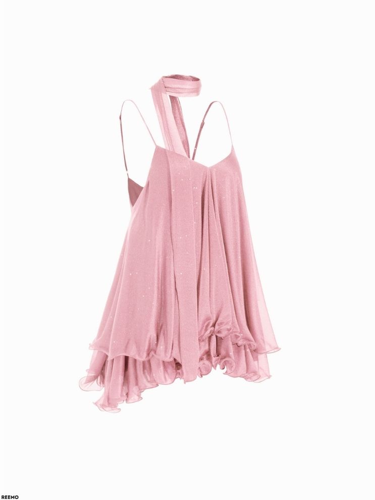 Sparkling Sequin Halter Mini Dress with Matching Scarf