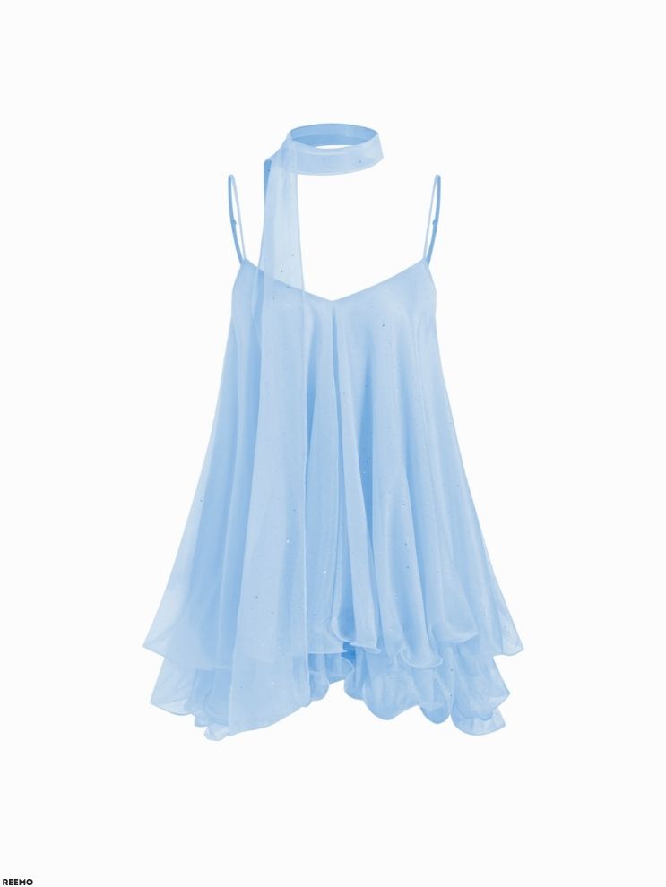 Sparkling Sequin Halter Mini Dress with Matching Scarf